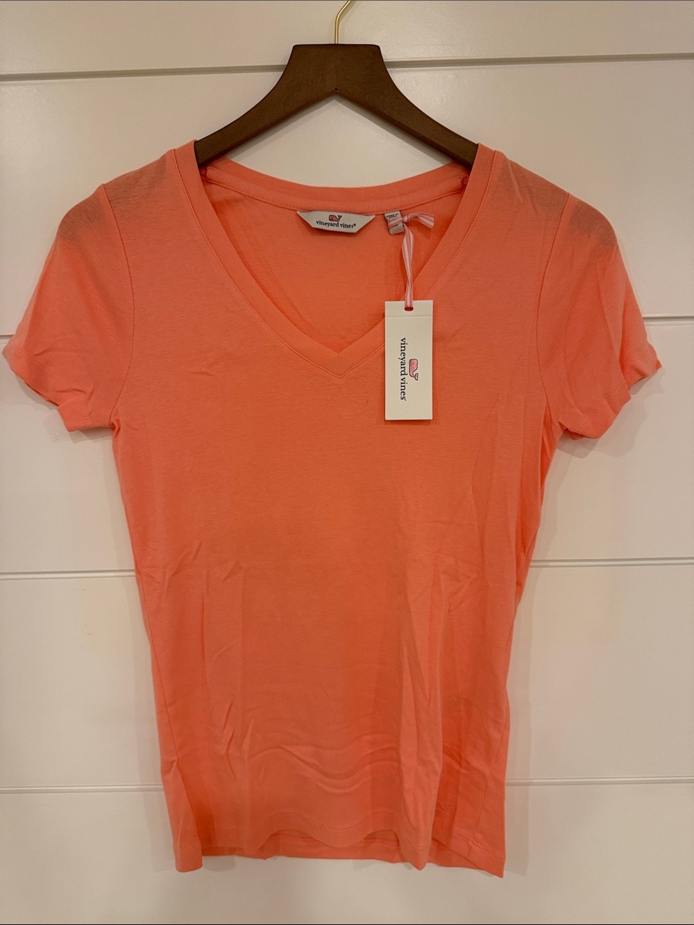 Vineyard Vines Coral V-Neck Short Sleeve Tee